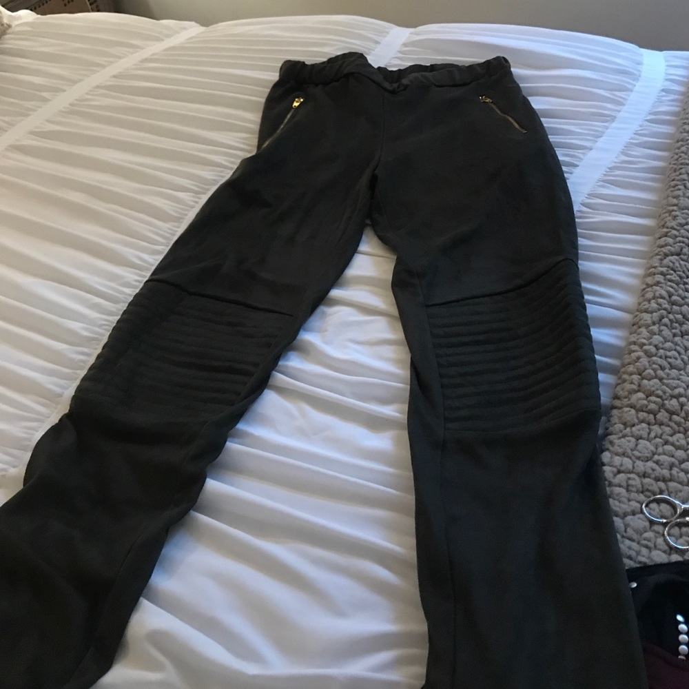 Olive suede pants